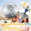 Chitidr 12 Pcs Inflatable Beach Ball Disco Theme Party Decoration Inflatable Disco Ball Summer Pool Toys Indoor Outdoor Beach Sports Theme Decor Gift (Silver,11.81 Inch)