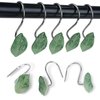 OBERITOL 12PCS Shower Curtain Hooks, Decorative Shower Curtain Hooks, Rust Proof Stainless Steel Shower Curtain Hooks for Bathroom, Bedroom Room Decor (Leaves)