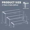 Goabroa 2 Sets 6 Pcs Clear Acrylic Display Risers 3 Tiers Rectangular Risers Display Stands 4mm Thick Collectibles Jewelry Acrylic Riser Lego Display Shelves Risers Cupcake Stand