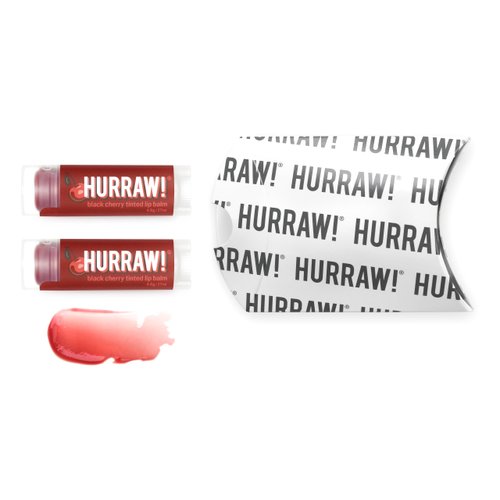 Hurraw! Black Cherry Tinted Lip Balm, 2 Pack: (Sheer Red Tint) Organic, Certified Vegan, Cruelty and Gluten Free. Non-GMO, 100% Natural Ingredients. Bee, Shea, Soy and Palm Free. Made in USA