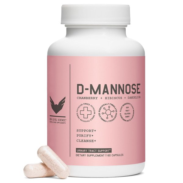High Level D-Mannose, Urinary Tract & Bladder Health Support with Cranberry, Hibiscus Flower & Dandelion Root, Urinary Tract Health for Women, Cleanse and Flush Impurities, UT Supplement, 60 Capsules