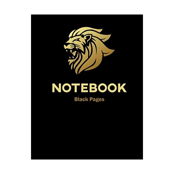 Black pages Lion Astrology Notebook: Lined Notebook / Journal Gift, 100 Pages, 8x5, White ink and Gel pens Journaling at School and Home