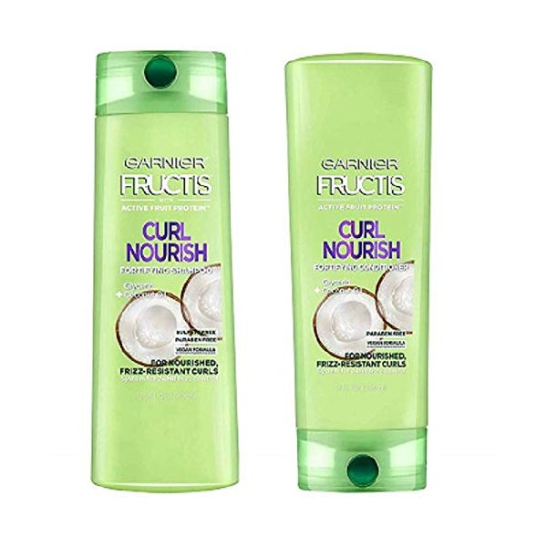 Garnier Fructis Haircare - Curl Nourish - Sulfate-Free Shampoo (12.5 FL) & Conditioner (12 FL) Set - One Set