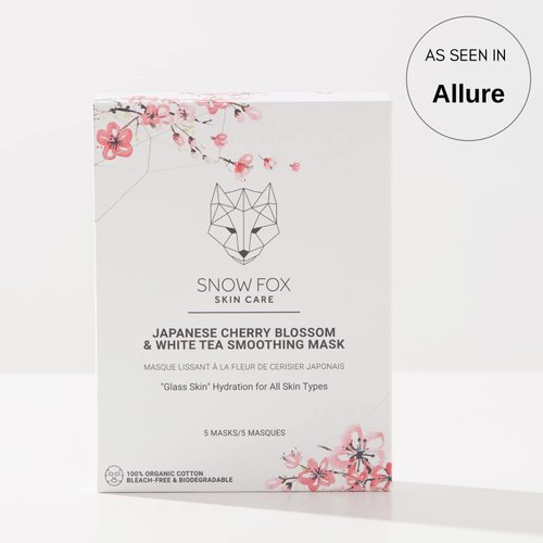 Snow Fox Skincare Japanese Cherry Blossom & White Tea Soothing Mask, 5 Mask