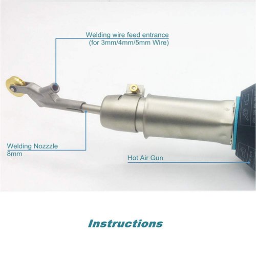 Hot Air Welding Gun Weld Nozzle with Rollers, 304 Stainless Steel Alloy Speed Welding Nozzles Replacement Heat Gun Tips Suitable for 3mm/4mm/5mm Welding Wire, 5mm Standard Weld Tip