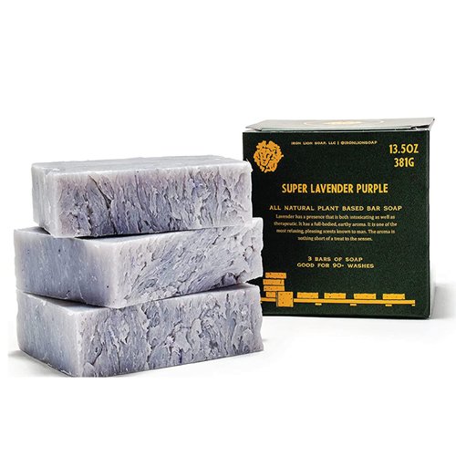 Iron Lion Soap - Lavender Organic Soap Bar - Made in USA - Plant Based, Vegan, Cold Process Handmade Soap - Moisturizing Bath Soaps for All Skin Types - (3 Pack)