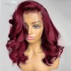 14Inch 99j Burgundy Body Wave Lace Front Wigs Human Hair 250 Density bob wig human hair 13x4 HD Transparent Lace Frontal Wigs Glueless Red Lace Front Wigs Human Hair Pre Plucked with Baby Hair…