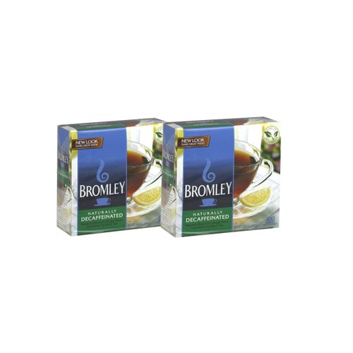 2 Boxes Bromley Naturaly Decaffeinated Tea 100 tea bags Decaf (Premium Black Tea Of Orange Pekoe And Pekoe Cut black Tea ) Contains Individually Wrapped Tea Bags