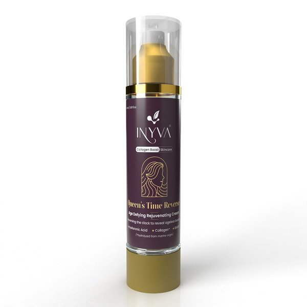 INYVA Queen's TimeReverse Anti-Aging Cream - 50ml | Skin Rejuvenation with Hydrolyzed Collagen, Elastin & Hyaluronic Acid | Reduces Wrinkles & Fine Lines | Deep Hydration & Firmness