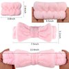 AMCAMI 6 PCS Spa Headband with Wristband Face Wash Set Makeup Headband and Wristband Towel for Washing Face Cosmetic Skincare Headband for Girls Microfiber Make up Headbands Wristbands (Solid pink)