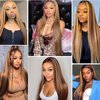 P4/27 Highlight Human Hair Bundles Straight Bundles Human Hair 26 28 30Inch Human Hair Straight Human Hair Bundles Ombre Brown Bundles Human Hair Double Weft Hair Extensions (P4/27-ST-26 28 30)