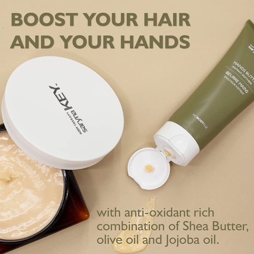 Saryna Key Damage Repair Treatment Butter Mask - African Shea Butter for Dry Hair Treatment - Rejuvenating Butter Moisturizer with Natural Keratin and Vitamins A, E, F (500ml/16.9oz + Hand Cream)