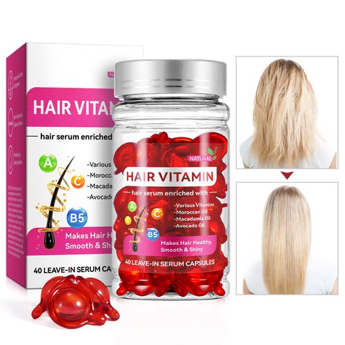 Hair Treatment Serum Capsule 40 pcs, Hair Vitamin Serum for Women & Men, No Rinse with Argan Macadamia Avocado Oils, Hydrates, Smoothes and Repairs