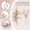 4 Pieces Bridal Rose Gold Hair Pin Wedding Hair Accessories Light Rose Gold Wedding Hair Comb Clips Rhinestone Hair Pins Hair Side Comb Crystal Flower Leaves Hair Barrette for Brides and Bridesmaids