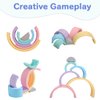 let's make Silicone Rainbow Stacking Toy Sorting and Stacking Game Rainbow Arch Shape Matching Montessori Toys (6Pcs)