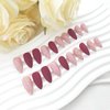 Medium Press on Nails Almond Fake Nails Burgundy Matte Full Cover Glue on Nails Golden Curve Glitter Design Acrylic Nails Press ons Glossy Artificial False Nails for Girls 24Pcs