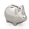 K COOL Vintage Piggy Bank Creative Metal Alloy Cartoon Money Bank Cute Coin Bank Pig Penny Coin Saving Pot Box with Stopper for Boy Kid(Shiny Silver)