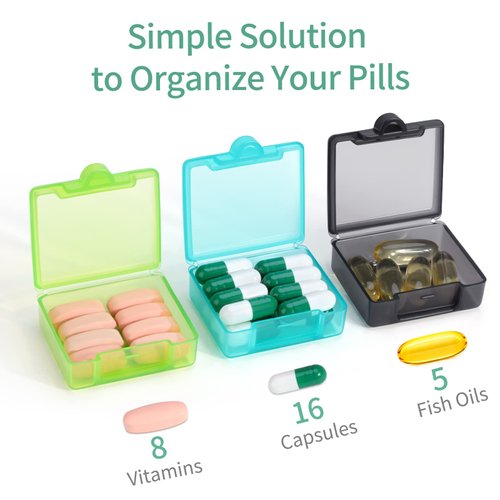 Opret Small Pill Box (3 Pcs), Square Pill Case Portable for Pocket Purse Travel Medicine Storage Container for Tablets Vitamin Fish Oils Earplug Case
