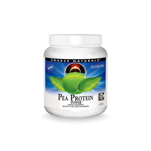 Source Naturals Pea Protein Power Plant-Based Protein Powder - Easy To Digest, Bioavailable, Non-Dairy, Vegan, Non-GMO, Gluten Free, Sugar Free, Unflavored - 16oz