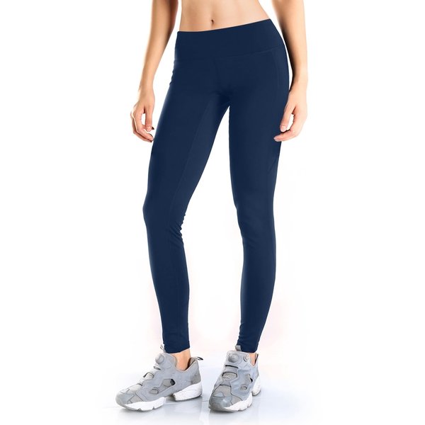 Yogipace Women's Water Resistant Fleece Lined Thermal Tights Winter Running Leggings with Zippered Pocket,31",Navy Blue,Size L