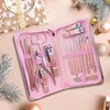 Manicure Set Professional Nail Manicure Kit for Women, 21 in 1 Manicure Kit Pedicure Kit Stainless Steel Nail Clipper Kit Nail Care Kit Travel- Pink