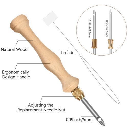Pllieay 23 Pieces Punch Needle Kit, 2 Type Punch Needle Kits Adults Beginner, Rug Tufting Kit, Adjustable Rug Yarn Punch Needle Wooden and Plastic Handle Embroidery Pen for Embroidery Floss Cross Stit