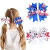 2PCS Patriotic Hair Bows Clips 4th of July Star Hair Clips with Heart Grosgrain Ribbon Bowknot Boutique Alligator Hairpin Independence Day Headwear Accessories for Kids Girls Women(Style C)