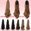 Ponytail Extensions 20 Inch Long Curly Wavy Ponytail Extension Claw Jaw Clip in Wave Honey Blonde Highlights Ponytail Drawstring Hairpiece Synthetic Body Curled Pony Tail for Women Girls(5.82OZ)…