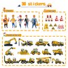Oriate Construction Cars Toys for Kids, Diecast Engineering Vehicles Toy Set w/Flatbed Trailer & Road Signs, Excavator,Bulldozer, Forklift, for 3 4 5 6 Years Old Children Great for Easter Baskets