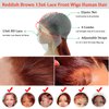 Reddish Brown Lace Front Wigs Human Hair Straight 13x6 HD Lace Front Wigs Human Hair Pre Plucked 13x6 frontal Wig Copper Human Hair Wigs with Baby Hair 12A Auburn Wig for Women 180% Density 28 Inch