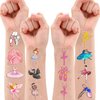 Ballerina Tattoos Themed Birthday Party Decorations Supplies Favors Decor 96 PCS 8 Sheets Cute Temporary Tattoo Stickers For Girls Kids Boys School Gifts Rewards Home Activity