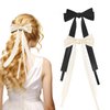 EHBELIF Hair Bows for Women Bow Hair Clips Pink Hair Ribbon Bow Tassel Hair Bow with Long Tail Silk Bowknot Hair Clip Barrettes Solid Satin Hair Accessories for Women and Girls (Black&white)