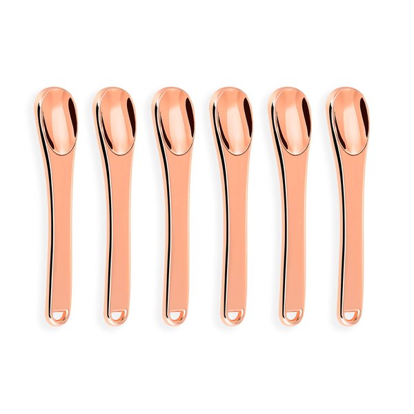 KOIBITO 6 Pack Metal Makeup Spatula, Mini Skin Care Product Aplicator, Metal Spoon, Beauty Scoop for Facial Cosmetic(Rose Gold)
