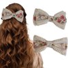 Lace Hair Bows French Barrette Hair Clip Hair Scrunchie Cute Gifts for Women Girls Party Decorations (Style3-2Pcs)