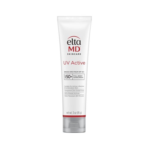EltaMD UV Active Mineral Sunscreen with Zinc Oxide, SPF 50+, Water Resistant Sunscreen Up to 80 Minutes, Formulated for Active Lifestyles and Water Activities, Broad Spectrum Coverage, 3.0 oz Tube