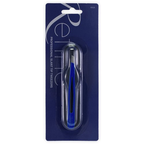 REFINE - Italy - Professional Precision Slant Tip Tweezers, Stainless Steel, 3.75", 1 Count