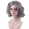 MAGQOO Old Lady Wig Granny Wig Short Curly Grandma Wig Old Women Costume Wig 100th Day of School Halloween Cosplay Costume Wig with Accessories