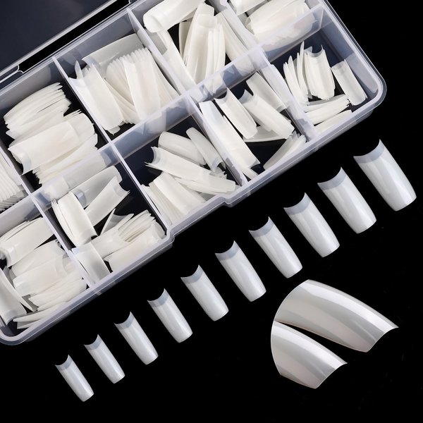 SAVILAND Acrylic Nail Tips: 10 Size Nail Tips for Acrylic French Nail Tools Natural Nail Tips Square Long Gel X Nail Tips Professional Gel X Nail Extension Manicure Salon At Home
