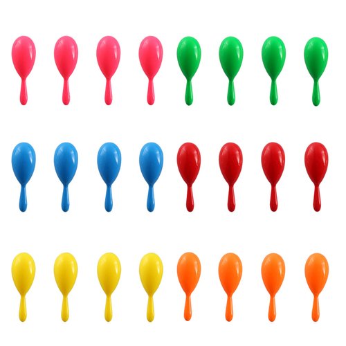 Maracas for Kids - Mexican Maraca Neon Colorful Maracas Bulk for Fiesta Party Favors Baby Noisemaker - 4" Maracas Toys for Cinco de Mayo Partys, Birthday, Fiesta Decorations, 6 Colors, 24 Pack