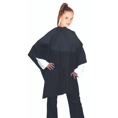 Cricket 50/50 All Purpose Cape for Professional Salon Barbershop Hairdresser, Waterproof Bleach Proof, Haircut Hair Color Gown, Black