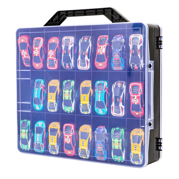 ZUIKAKU Toy Car Organizer Compatible with Hotwheels, Hot Wheels Organizer, Matchbox Cars,Suitable for miniature toys, Toy cars, Matchbox cars, Small dolls (cases only) (Black)
