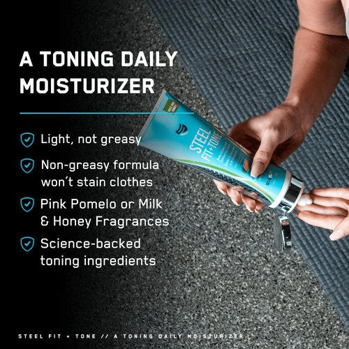 SteelFit Steel Fit + Tone | Skin Tightening Cream for Body | 30-45 Days of Supply | 24-Hour Skin Firming Body Lotion, Belly Firming and Tightening Cream | Pink Pomelo