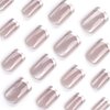 IMSOHOT Square Press on Nails Short Silver French Tips Fake Nails with Shiny Cat Eye Designs Glossy Aurora Acrylic False Nails Full Cover Glue on Nails Gel Reusable Nails 24pcs