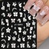 Flower Nail Art Stickers Decals, White Flower Petal Nail Stickers for Nail Art, 5D Embossed Floral Butterfly Design Nail Decals Flower Nails Adhesive Slider for Summer Nail Art Decorations Supplies