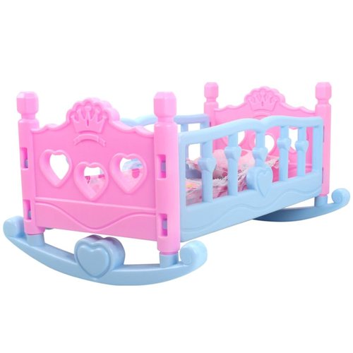 Toyvian Baby Doll Crib Baby Doll Bed Toy Baby Doll Bed Doll Furniture Plastic and Cloth Doll Crib Girls Pretend Play Doll Bed Toy Doll Crib Kids Toy Birthday Gift(Blue), 37X24CM