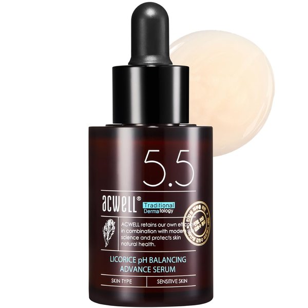 ACWELL Licorice pH Balancing Advanced Facial Serum Ampoule 1.01 fl.oz. - Radiance and Dark Spot care Face Serum for Dull Skin, Reduces Acne and Blemishes, Minimizes Fine Lines, Healthy Glow Skin
