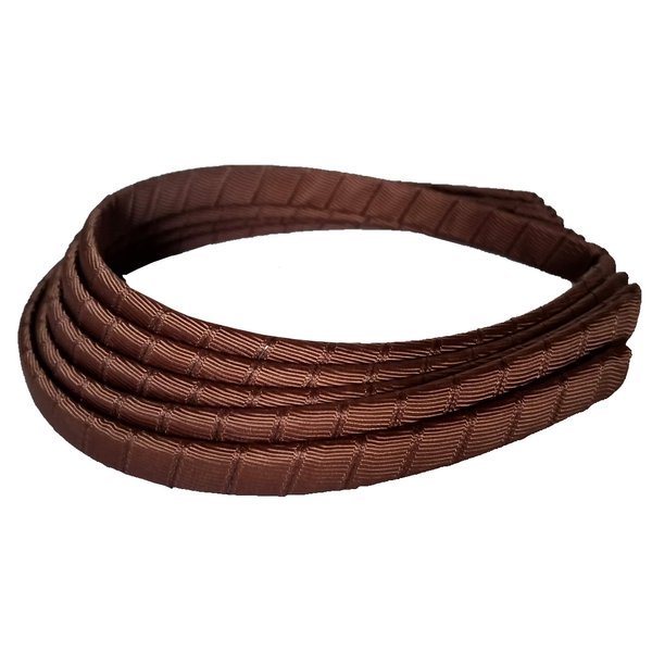 Q-YO Grosgrain/Satin Ribbons Wrapped Headbands For Girls DIY Craft (5pc 1/2" Wrapped headbands-Brown)