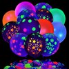 14 Inch UV Neon Balloons, UV Black Light Balloons Glow in the dark for Birthday Decorations Wedding Glow Party Supplies Blacklight Carnival (100 Pcs)