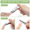 Mia Klein Stainless Steel Nail Clipper 2 Pcs for Men and Women - Nail Care Kit Including Fingernail and Toenail Clippers 3.1" and 2.2", Nail Clipper with File (Silver)