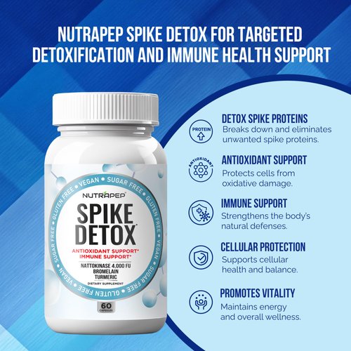 NutraPep Spike Protein Detox Supplement - 4000 FU Nattokinase with Bromelain Selenium Dandelion Root Turmeric Extract & Curcumin - Foreign Protein Cleanse and Immune Support - Vegan Gluten-Free